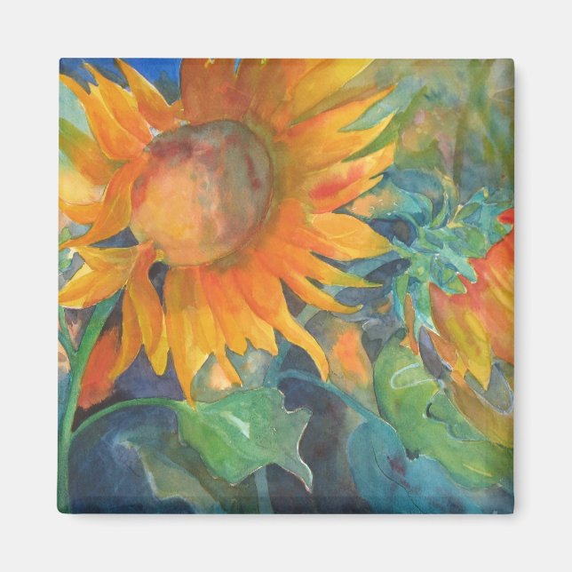 Imán de pintura de girasoles (Frente)