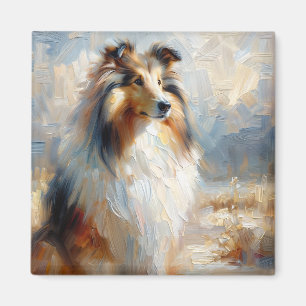 Imán de pintura de perro Collie - Mirada leal