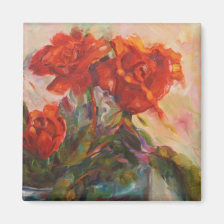 Imán de pintura de trío Rosa