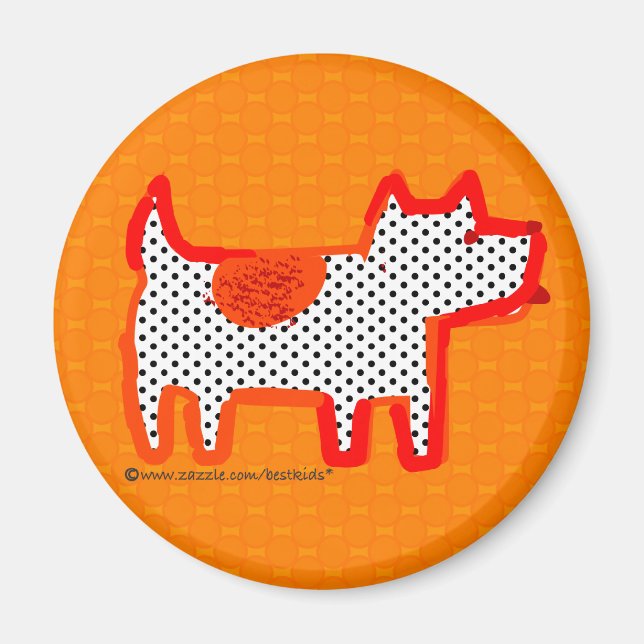 imán de pintura digital "perro naranja" (Frente)