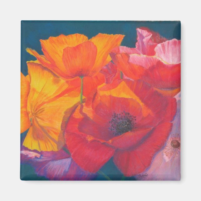 Imán de pintura Poppy Medley (Frente)