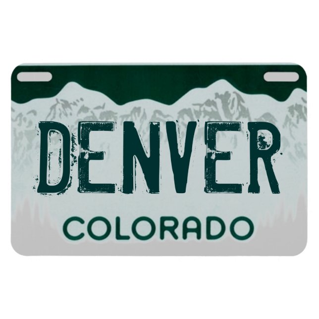 Imán de placa de matrícula verde de Denver Colorad (Horizontal)