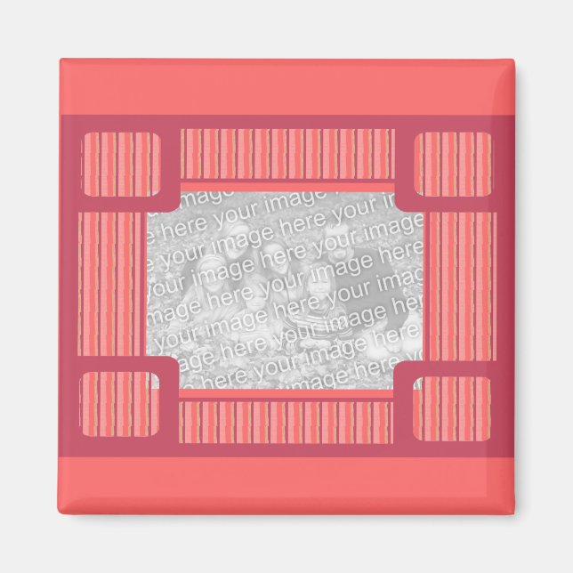 imán de plantilla de rayas rosas (Frente)