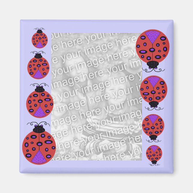 Imán de plantillas de Happy Ladybug (Frente)