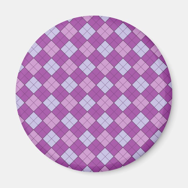 Imán de plástico morado (redondo) (Frente)