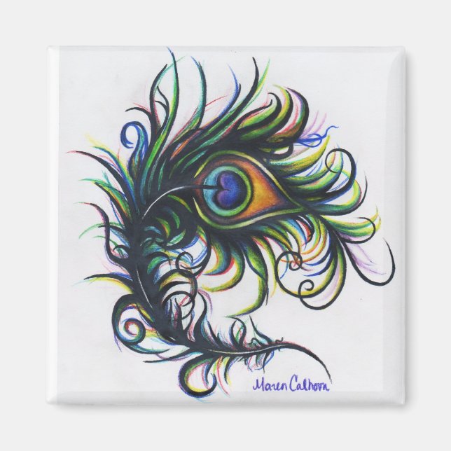 Imán de plumas de pavo real (Frente)