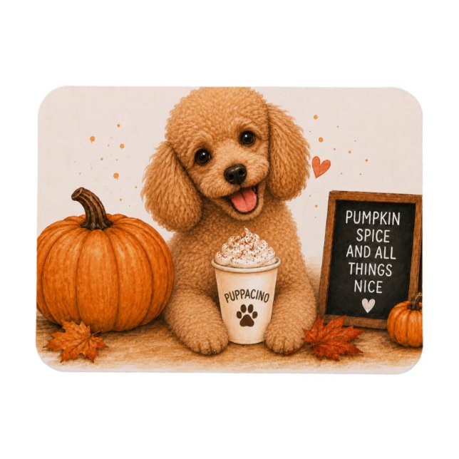 Imán de Poodle Pumpkin Spice (Horizontal)