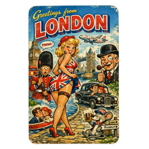 Imán de postal descarada de Londres
