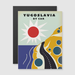 Imán de póster de viaje antiguo de Yugoslavia en c