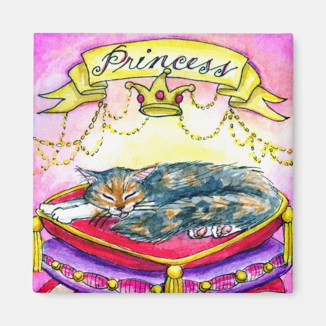 Imán de princesa rosa gata gatita (Frente)