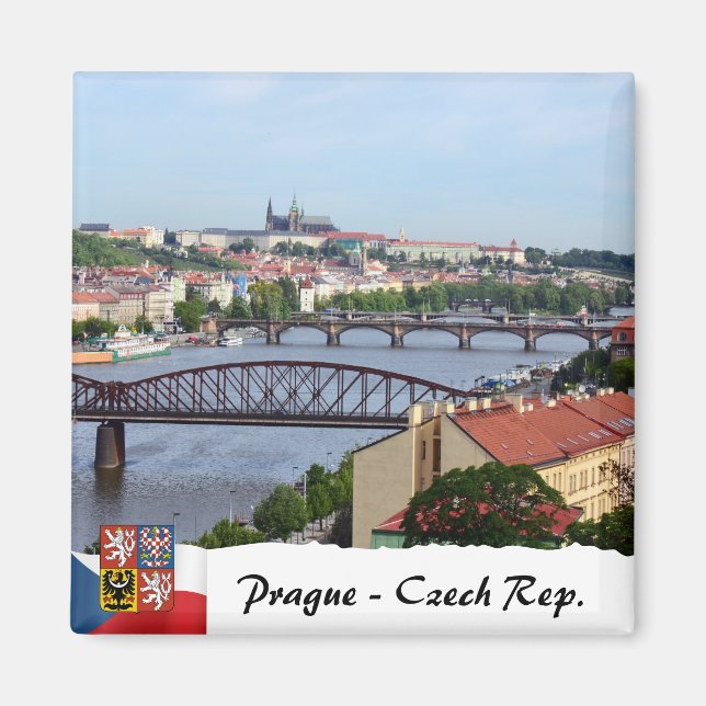 Imán de puentes de Praga, castillo, panorama (Frente)