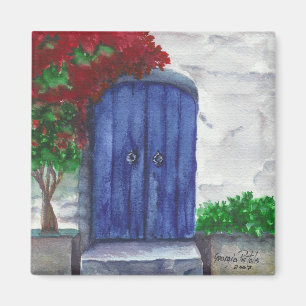 imán de puerta azul