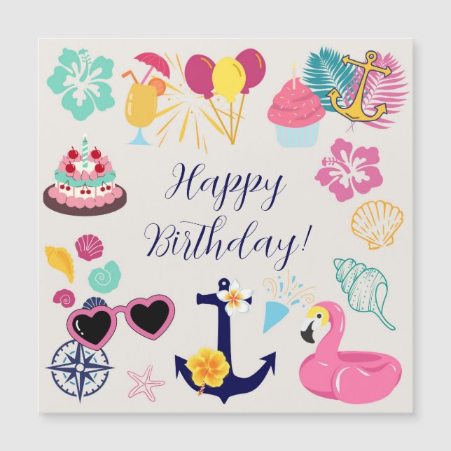Imán de puerta de cumpleaños náutico lindo (Anverso)