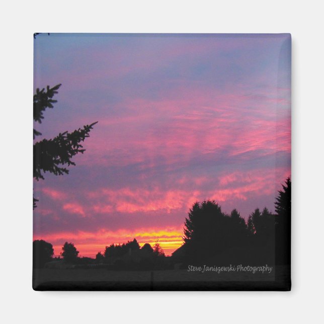 Imán de puesta de sol rosa asombroso (Frente)