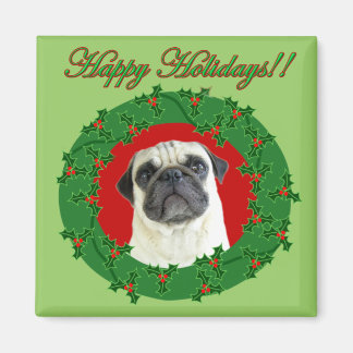 Imán de pug de vacaciones