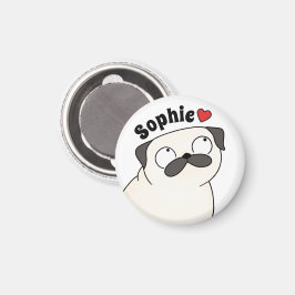 Imán de Pug Personalizado, Imán de Pug con Nombre