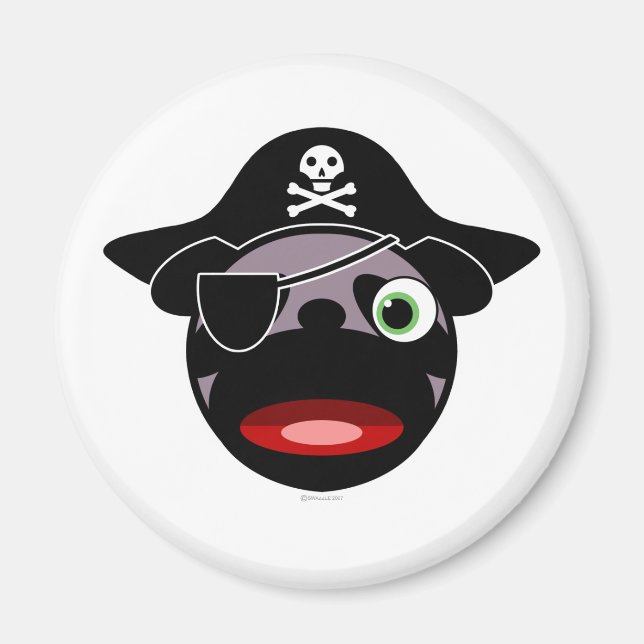 imán de pug pirata (Frente)