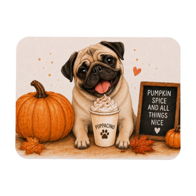 Imán de Pug Pumpkin Spice (Horizontal)
