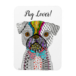 Imán de pug suave y colorido 3"x4"