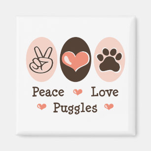 Imán de Puggles del amor de la paz