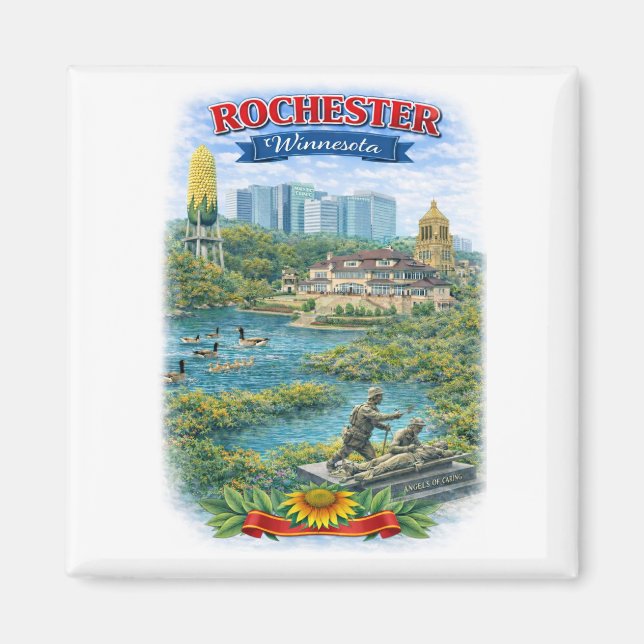 Imán de puntos de referencia de Rochester MN Minne (Frente)
