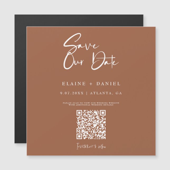Imán de QR Code con Letra Script Rústica para Salv (Anverso/Reverso)