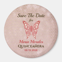 Imán de Quinceañera Rosa Brillante para Guardar la