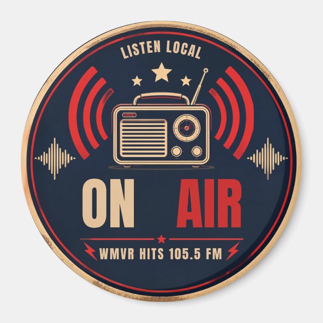 Imán de Radio de Transmisión Retro "EN EL AIRE" (Frente)