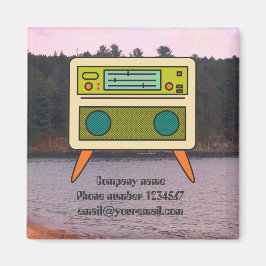 Imán de radio retro editable para branding
