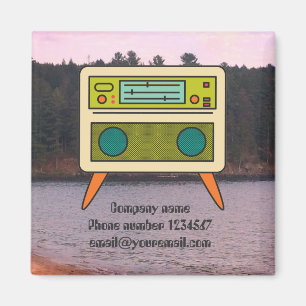 Imán de radio retro editable para branding