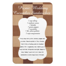 Imán de receta de sándwich de pepino para boda