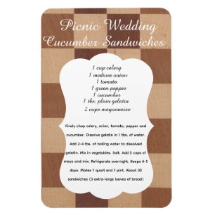 Imán de receta de sándwich de pepino para boda