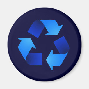 Imán de reciclaje azul del símbolo