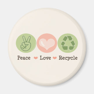 Imán de reciclaje de amor por la paz