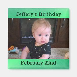 Imán de recordatorio de cumpleaños verde personali