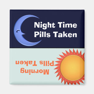 Imán de recordatorio de medicamentos diurnos y noc