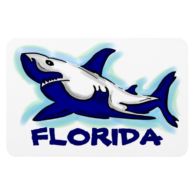 imán de rectángulo de tema del tiburón azul de Flo (Horizontal)