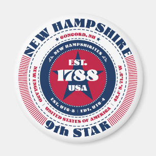 Imán de recuerdo de datos del estado de New Hampsh