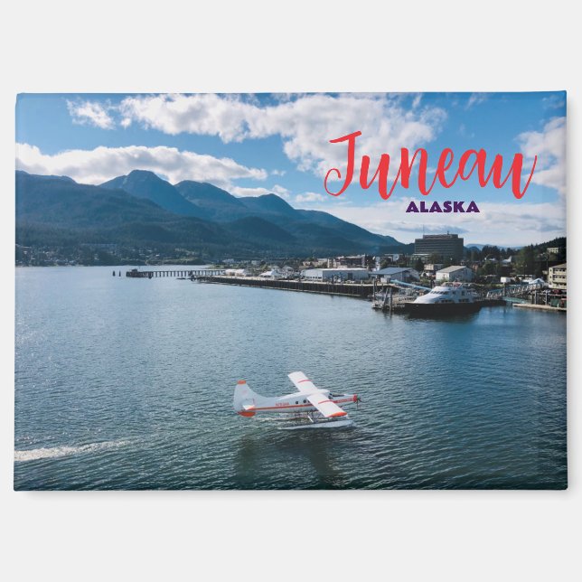 Imán de recuerdo de Juneau Alaska (Anverso)