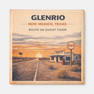 Imán de recuerdo de la ciudad fantasma de Glenrio 
