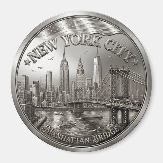 Imán de recuerdo de la silueta de Nueva York de pl