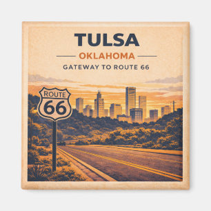 Imán de recuerdo de la silueta de Tulsa Route 66