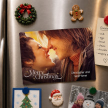 Imán de recuerdo de tarjeta de Navidad con foto de