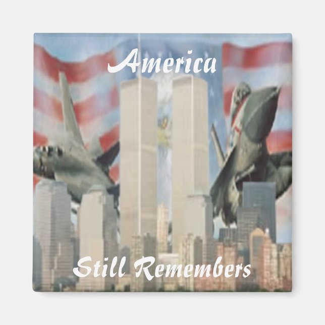 Imán de recuerdo de torres gemelas 9/11 (Frente)
