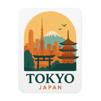 Imán de recuerdo de viaje de Tokio Japón minimalis