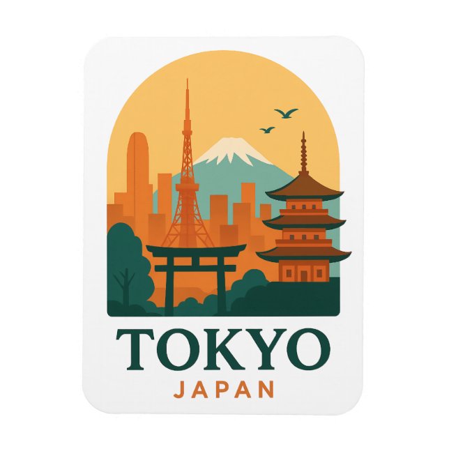 Imán de recuerdo de viaje de Tokio Japón minimalis (Vertical)
