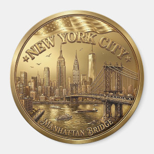 Imán de recuerdo del puente de Manhattan de la ciu