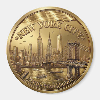 Imán de recuerdo del puente de Manhattan de la ciu