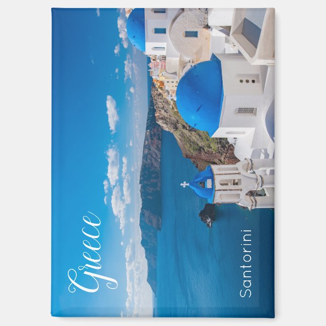 Imán de recuerdo escénico de Santorini Grecia (Anverso)