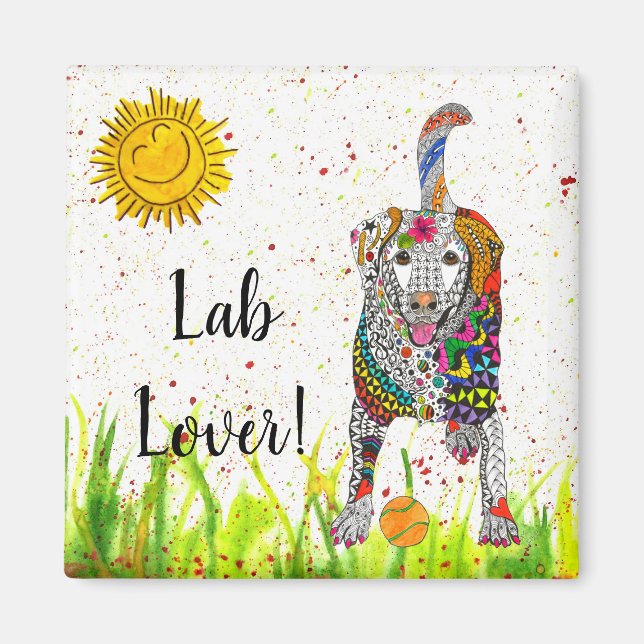 Imán de recuperación de labrador suave y colorido  (Frente)